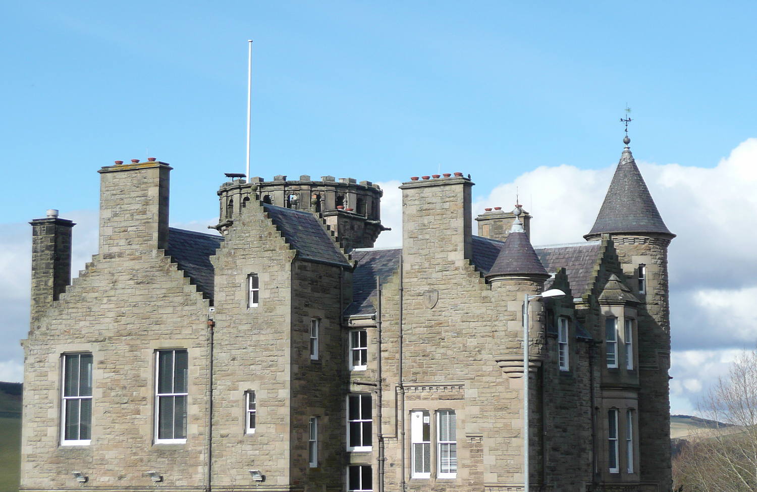 The elaborate roofline of the Sheriff Court, Selkirk